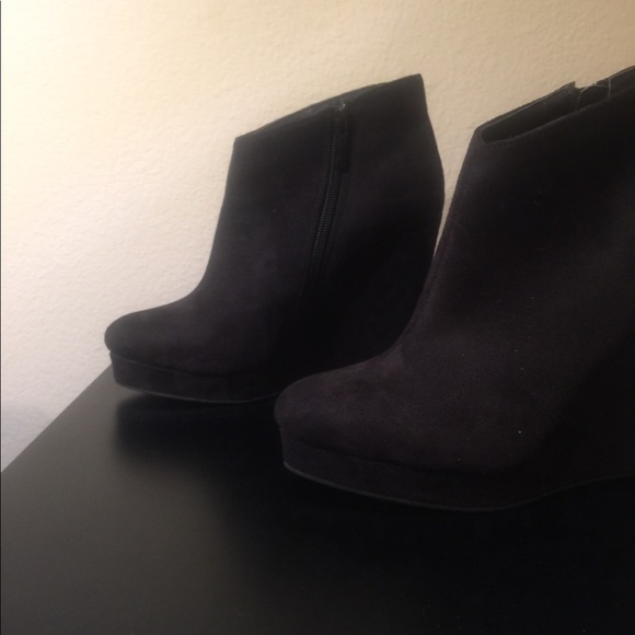 Black Suede Wedge Booties - Picture 5 of 5